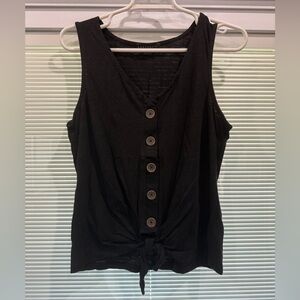 Sanctuary Black Sleeveless Buttoned Tie Front Tank Top - Medium